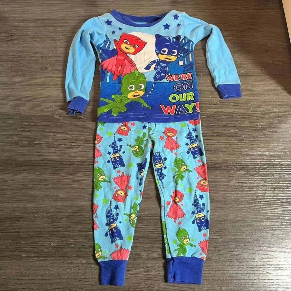 PJ Masks Toddler Boys 2T Pajama Set Blue Long Sleeve Cotton Snug Fit PJ069ELLWM